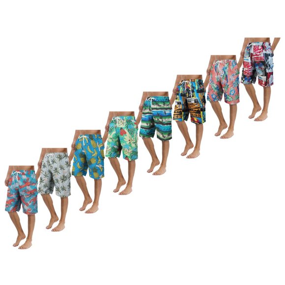 Men's Printed Cargo Swim Shorts With Pockets Regular Flex Bathing Board Trunks - Picture 9 of 16